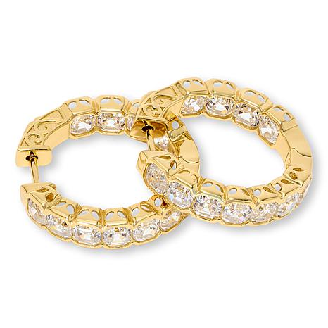 Radiance by Absolute™ Asscher Inside-Outside Semi Bezel Hoop Earrings - Metallic