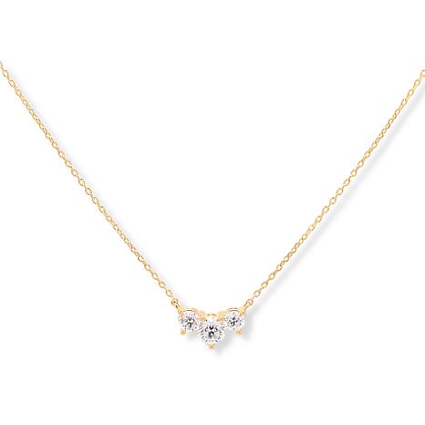 Bright Halo Lab Grown Diamonds 1ctw Three-Stone Drop Necklace - Yellow