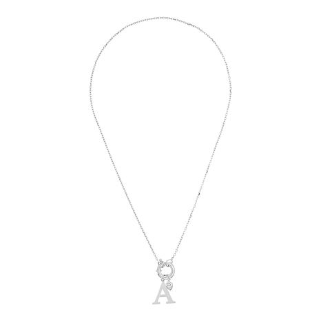 Fiorenza Sterling Silver Love Letter Initial Chain Necklace - Metallic