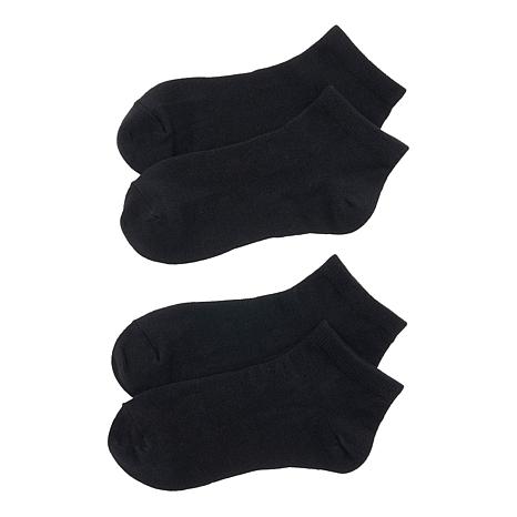 Joy Mangano CleanBoss by Joy Comfy & Clean 2-Pack Perfect Pair Ankle Socks - Black - Size Small/Medium
