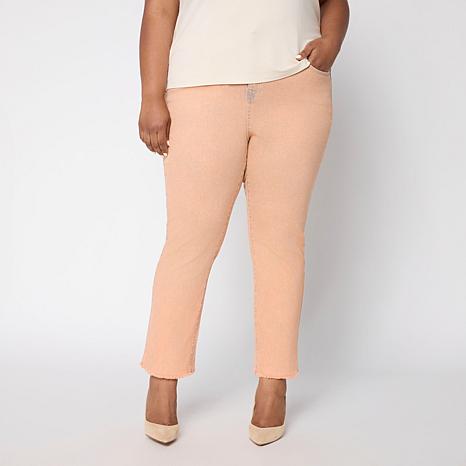 DG2 by Diane Gilman New Classic Stretch Overdye Straight Ankle Jean - Pink - Size 14 Tall