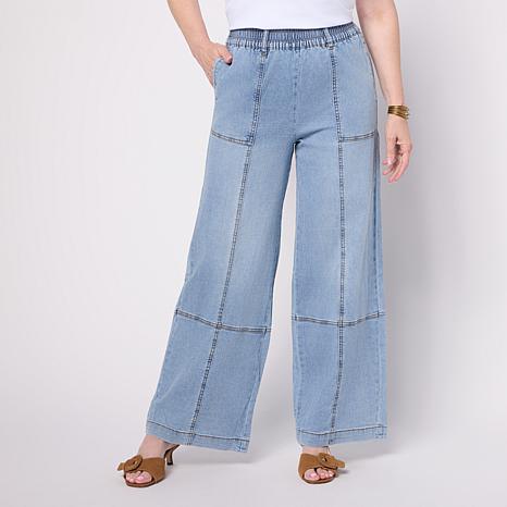 DG2 by Diane Gilman Stretch Denim Pull-On Utility Palazzo Pant