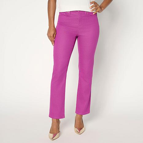 DG2 by Diane Gilman Virtual Stretch Straight Leg Jean - Fashion Colors - Red - Size Petite 16