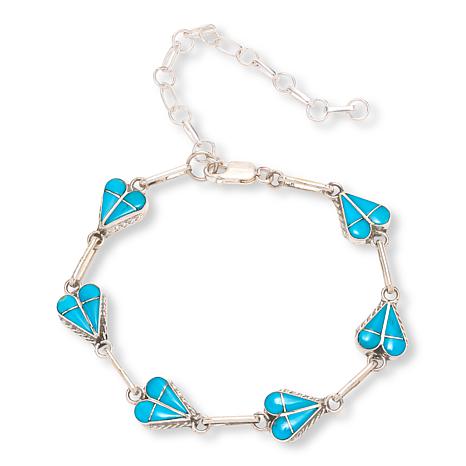 Chaco Canyon Sterling Silver Campitos Turquoise Heart Link Bracelet