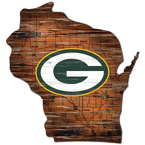 Fan Creations Green Bay Packers Distressed State with Logo