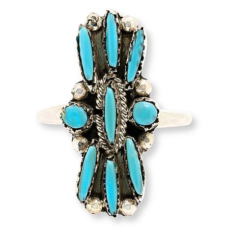 Chaco Canyon Sterling Silver Needlepoint Turquoise Ring - Silver