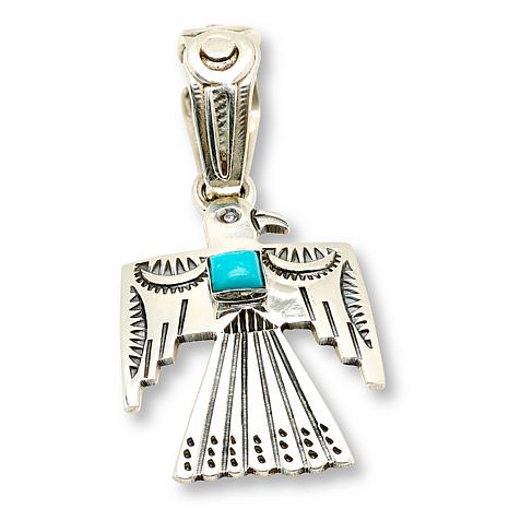 Chaco Canyon Sterling Silver Campitos Turquoise Eagle Pendant