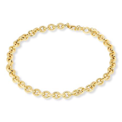 Bellezza Bronze Textured and Polished Oval Link 18" Necklace - Metallic
