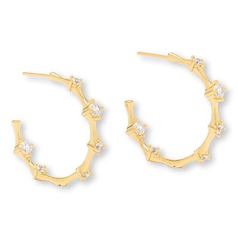 Radiance by Absolute™ 2.95ctw 1.25" Bamboo Hoop Earrings - Metallic