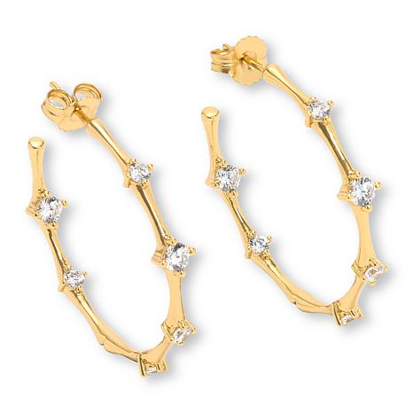 Radiance by Absolute™ 2.95ctw 1.5" Bamboo Hoop Earrings - Metallic