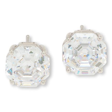 Radiance by Absolute™ 11ctw 10mm Octagon Step-Cut Stud Earrings - Metallic