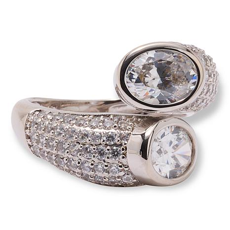 Radiance by Absolute™ 3.74ctw Multi-Stone CZ Oval Bypass Ring - Metallic - Size 11