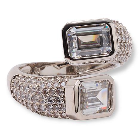 Radiance by Absolute™ Emerald-Cut Bypass Ring - Metallic - Size 8