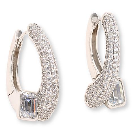 Radiance by Absolute™ 9.17ctw Emerald-Cut Stone Bypass Earrings - Metallic
