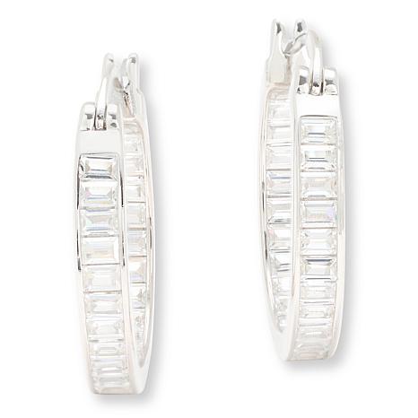 Radiance by Absolute™ Baguette Cut Inside-Outside Hoop Earrings - Metallic