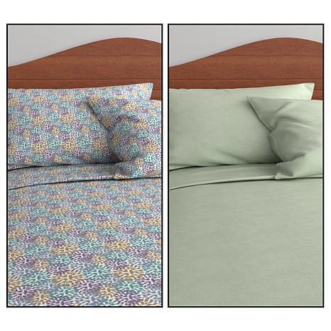 South Street Loft Printed 8-Piece Microfiber Sheet Set - Green Mums - Twin