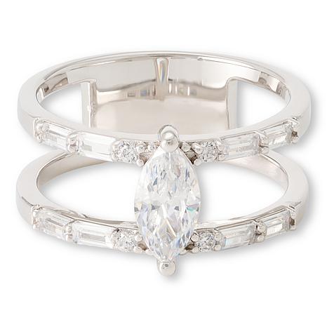 Radiance by Absolute™ Double Oval CZ Sterling Silver Ring - Metallic - Size 7