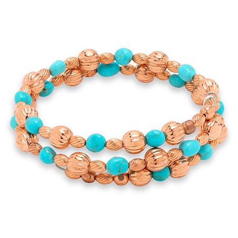 Chaco Canyon Copper and Turquoise Bead Coil Bracelet