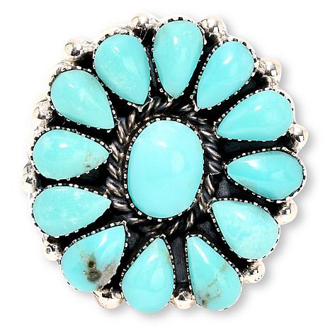 Chaco Canyon Sterling Silver Campitos Turquoise Cluster Ring - Silver
