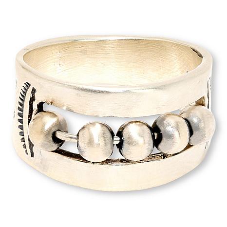 Chaco Canyon Sterling Silver Bead Stamped Ring - Silver