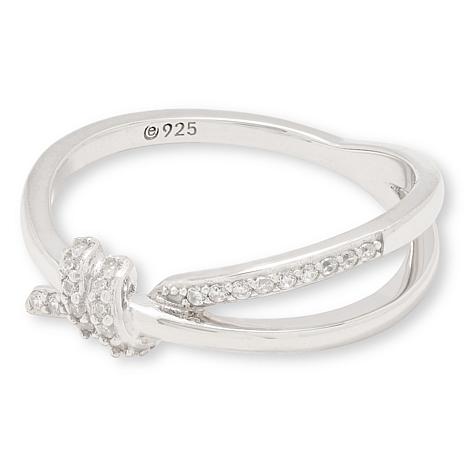 Radiance by Absolute CZ 0.12ctw Pavé Knot Split-Shank Ring - Metallic - Size 10
