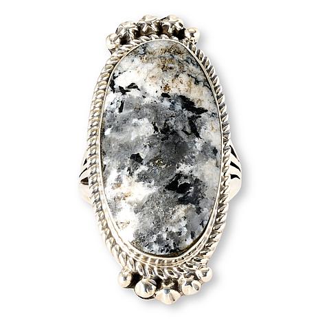 Chaco Canyon Sterling Silver White Buffalo Stone Oval Ring - Silver