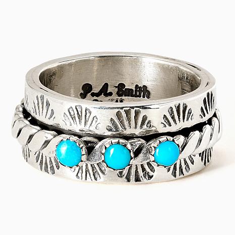 Chaco Canyon Sterling Silver Sleeping Beauty Turquoise Spinner Ring - Silver