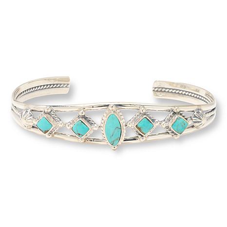 Chaco Canyon Sterling Silver 5-Stone Turquoise Cuff Bracelet