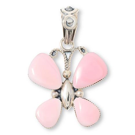 Chaco Canyon Sterling Silver Pink Conch Shell Butterfly Pendant