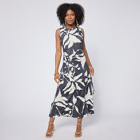 GREY by Jhoan Sebastian Grey Grey by Jhoan Sebastian Grey Sleeveless Dress with Tie-Front Sash - Black Floral Print - Size X-Small