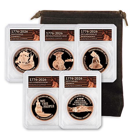 Coin Collector 1776-2026 USA 250th Anniversary 1 oz. Copper Set of 5 Coins