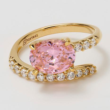 Radiance by Absolute™ Sterling Silver CZ Oval Wrap Ring - Pink - Size 10