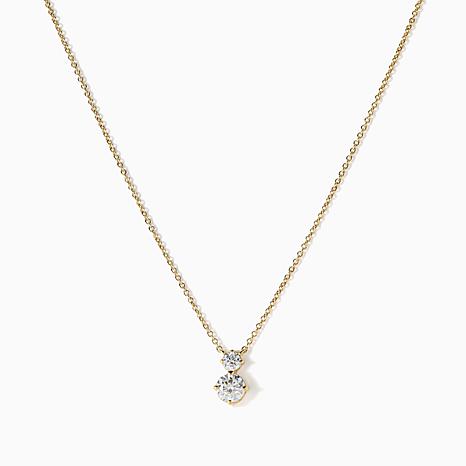 Radiance by Absolute™ 2-Stone CZ Drop Necklace - Goldtone/Round