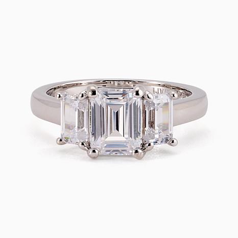 Radiance by Absolute™ 3-Stone CZ Ring - Silvertone/Round - Size 10