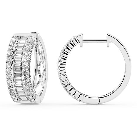 Bright Halo Lab Grown Diamonds Bright Halo 1.25ctw Lab-Grown Diamond Hoop Earrings - Metallic