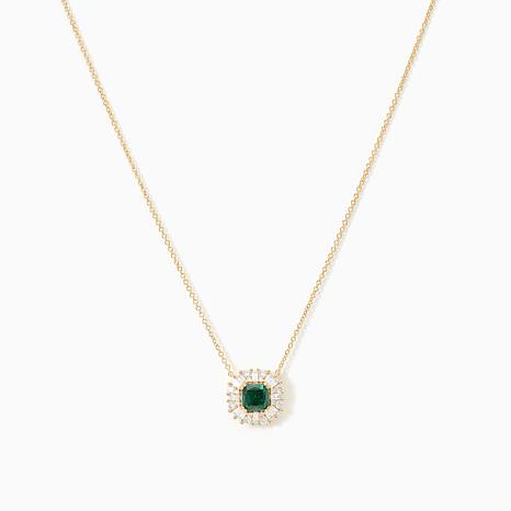 Radiance by Absolute® Multi-Stone Mixed-Cut Halo Necklace - Goldtone/Emerald
