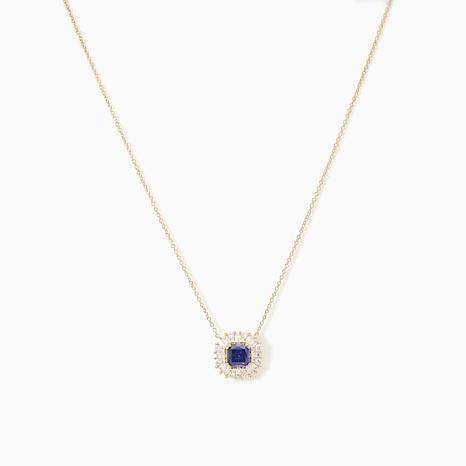 Radiance by Absolute® Multi-Stone Mixed-Cut Halo Necklace - Goldtone Sapphire