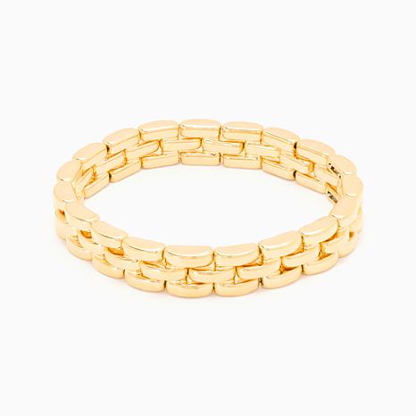 Soave Oro 14K Yellow Gold Panther Link Stretch Bracelet - Gold