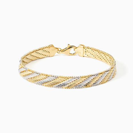 Fiorenza Riccio Diamond-Cut Yellow Gold-Plated Bracelet - Bicolor
