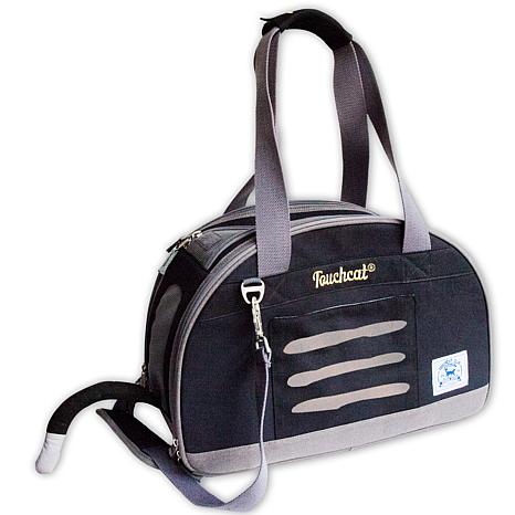 Pet Life Touchcat Tote-Tails Designer Airline Approved Collapsible Cat Carrier - Black