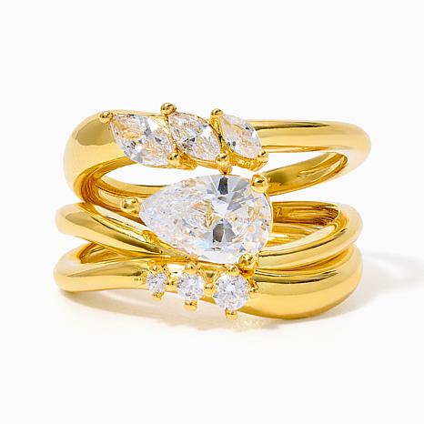 Radiance by Absolute Elongated Triple Stacking Ring - Metallic