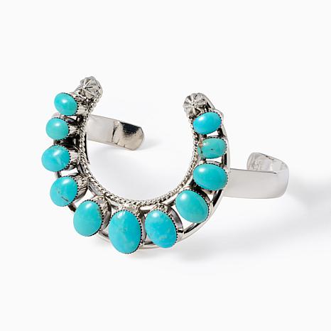 Chaco Canyon Sterling Silver Turquoise Horseshoe Cuff Bracelet