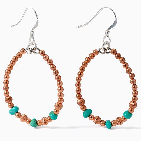 Chaco Canyon Copper & Turquoise Bead Hoops