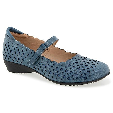 Jambu JBU Nancy Mary Jane Demi Wedge - Blue - Size 7-w