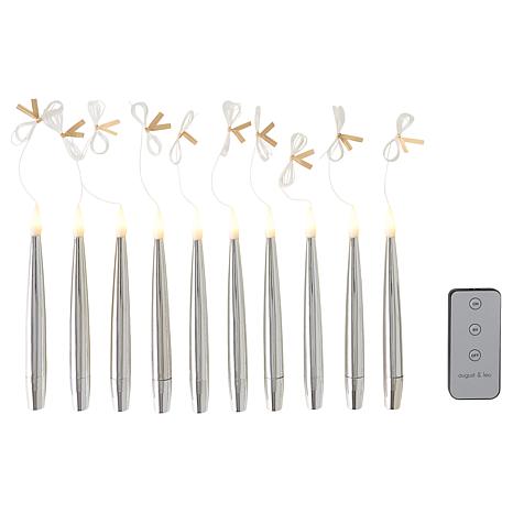 August & Leo Set of 10 Metallic Taper Candle - Metallic