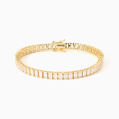 Radiance by Absolute Emerald Cut Tennis Bracelet with Magnetic Closure - Metallic - Large