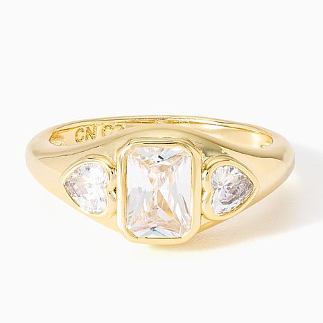 Radiance by Absolute 3 Stone Bezel Statement Ring - Metallic - Size 8