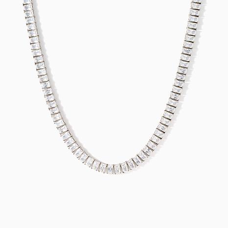 Radiance by Absolute Emerald Cut Tennis Necklace with Magnetic Closure - Metallic