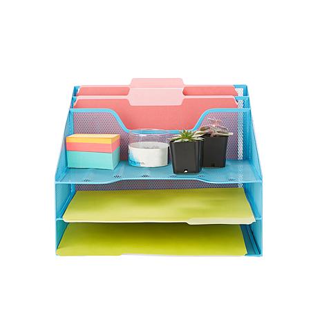 Mind Reader 5-Tier Mesh Desk Organizer Tray - Pink