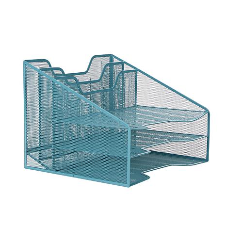 Mind Reader 5-Tier Mesh Desk Organizer Tray - Blue